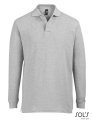 Heren Polo Sols Long Sleeve STAR Grey melange
